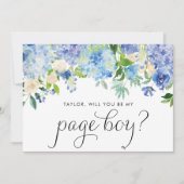 Invitation Aquarelle Blue Hydrangea Serez-Vous Mon Garçon De  (Devant)