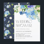 Invitation Aquarelle Blue Hydrangea Wedding shower Floral<br><div class="desc">Invités Invitations à votre événement avec cette invitation à wedding shower floral personnalisable. il dispose d'aquarelle bouquet d'hydrangées bleues, roses blanches et accents de verdure. Personnalisez cette invitation de wedding shower hydrangea en ajoutant le nom, l'heure, la date et d'autres détails de l'événement. Cette invitation wedding shower botanique est parfaite...</div>