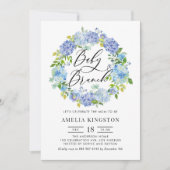 Invitation Aquarelle Blue Hydrangea Wreath Baby Brunch (Devant)