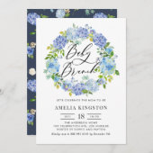 Invitation Aquarelle Blue Hydrangea Wreath Baby Brunch (Devant / Derrière)