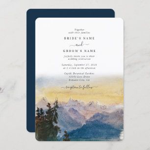 Invitation Aquarelle Blue Mountains Pine Mariage