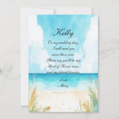 Invitation Aquarelle Blue Ocean Beach Maid Of Honor (Devant)