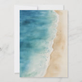 Invitation Aquarelle Blue Ocean Beach Sand Mariage (Dos)