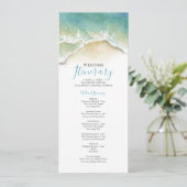 Invitation Aquarelle Blue Ocean Waves Mariage Itinéraire (Debout devant)