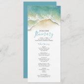 Invitation Aquarelle Blue Ocean Waves Mariage Itinéraire (Devant / Derrière)