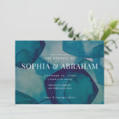 Invitation Aquarelle Blue Pentagons (Debout devant)