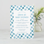 Invitation Aquarelle Blue Polka Dot Drive Par Baby shower (Debout devant)