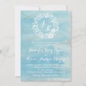Invitation Aquarelle Blue Snowflakes Wreath Mariage I (Devant)