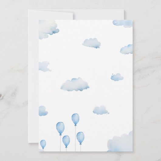 Invitation Aquarelle Blue Teddy Bear Avion 5e anniversaire (Dos)