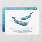 Invitation Aquarelle Blue Whale Mariage 1 (Devant / Derrière)