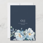 Invitation Aquarelle Blue Winter Floral Mariage (Dos)