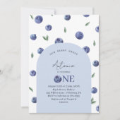 Invitation Aquarelle Blueberry 1ère fête d'anniversaire (Devant)