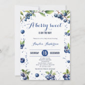 Invitation Aquarelle Blueberry a Sweet Berry Baby shower garç (Devant)