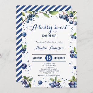 Invitation Aquarelle Blueberry a Sweet Berry Baby shower garç