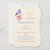 Invitation Aquarelle Bluebird Baby shower garçon ou fille (Dos)