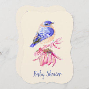Invitation Aquarelle Bluebird Baby shower garçon ou fille