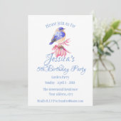 Invitation Aquarelle Bluebird Bird Jardin aux fleurs roses (Debout devant)