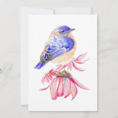Invitation Aquarelle Bluebird Bird Jardin aux fleurs roses (Dos)