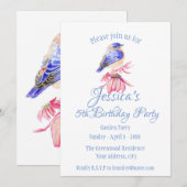 Invitation Aquarelle Bluebird Bird Jardin aux fleurs roses (Devant / Derrière)