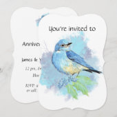 Invitation Aquarelle Bluebird Garden Oiseau Art (Devant / Derrière)