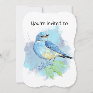 Invitation Aquarelle Bluebird Garden Oiseau Art