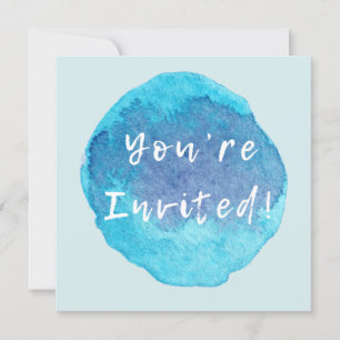 Invitation Aquarelle Blues Occasion spéciale Personnalisée