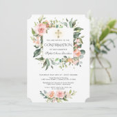 Invitation Aquarelle Blush Cream Floral Girl Confirmation (Debout devant)