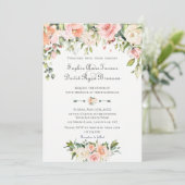 Invitation Aquarelle Blush Cream Flowers Bloom Mariage (Debout devant)