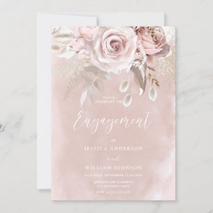 Invitation Aquarelle Blush & Dusty Rose Engagement