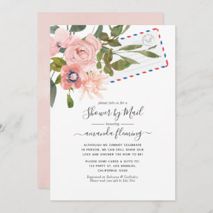 Invitation Aquarelle Blush et Baby shower Rose Gold par courr