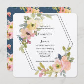 Invitation Aquarelle Blush et Mariage citron (Devant / Derrière)