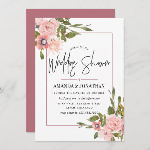Invitation Aquarelle Blush et Rose Wedding shower or