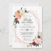 Invitation Aquarelle Blush Floral Girl Baby shower (Devant)