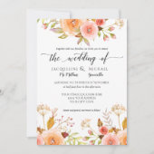 Invitation Aquarelle Blush Floral Mariage Rose Feuillage (Devant)