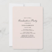 Invitation Aquarelle Blush Floral Photo Graduation Noir (Dos)