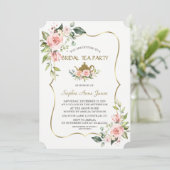 Invitation Aquarelle Blush Flowers Gold Bridal Tea Party (Debout devant)