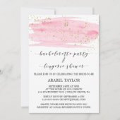 Invitation Aquarelle Blush & Gold Bachelorette et Lingerie (Devant)