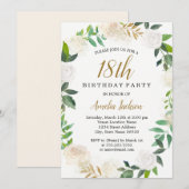 Invitation Aquarelle Blush Gold Wreath 18e anniversaire (Devant / Derrière)