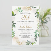 Invitation Aquarelle Blush Gold Wreath 21e anniversaire (Debout devant)