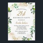 Invitation Aquarelle Blush Gold Wreath 21e anniversaire<br><div class="desc">Jolie couleur rousse,  gris et or floral de l'aquarelle wreath Anniversaire Invitation.</div>