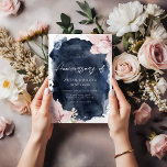 Invitation Aquarelle Blush Navy Toute l'année Anniversaire Ma<br><div class="desc">Aquarelle Blush Navy Toutes les années Anniversaire Mariage Invitation Voir la collection correspondante dans notre magasin de niche et de niche</div>