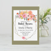 Invitation Aquarelle Blush Orange Jaune Cadre Or Floral (Debout devant)