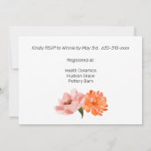 Invitation Aquarelle Blush Orange Jaune Cadre Or Floral (Dos)