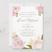 Invitation Aquarelle Blush Peony rose Floral B'not Mitzvah (Devant)