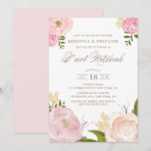 Invitation Aquarelle Blush Peony rose Floral B'not Mitzvah (Devant / Derrière)