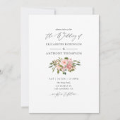 Invitation Aquarelle Blush Pink et Rose Gold Rose Mariage (Devant)