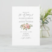 Invitation Aquarelle Blush Pink et Rose Gold Rose Mariage (Debout devant)