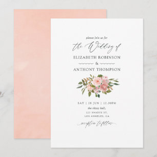 Invitation Aquarelle Blush Pink et Rose Gold Rose Mariage