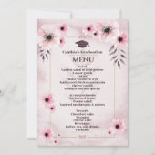 Invitation Aquarelle Blush Pink Graduation Menu du dîner (Devant)