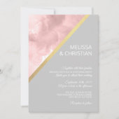 Invitation Aquarelle Blush Pink & Grey Gold Foil Mariage (Devant)